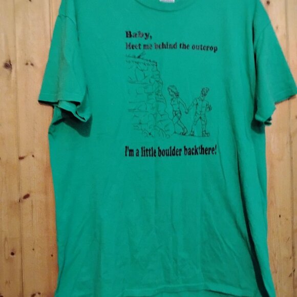 Men's Green Vintage Large Funny Risque G-Spot Rocks 2013 T-Shirt Geology Sexy - Picture 2 of 5
